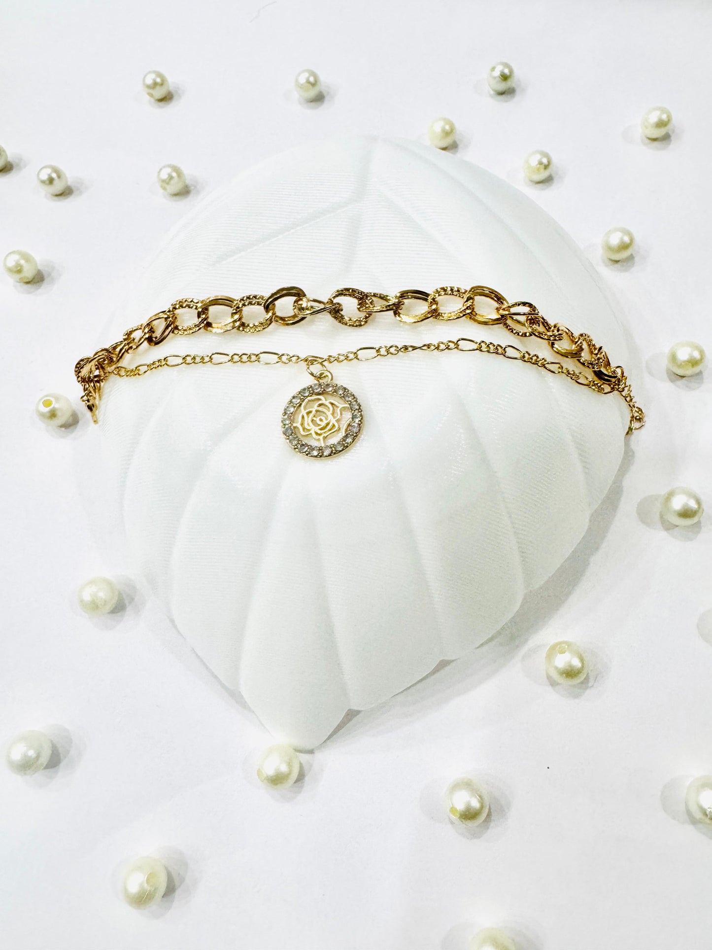 Gold Plated Dual Chain Charm Bracelet