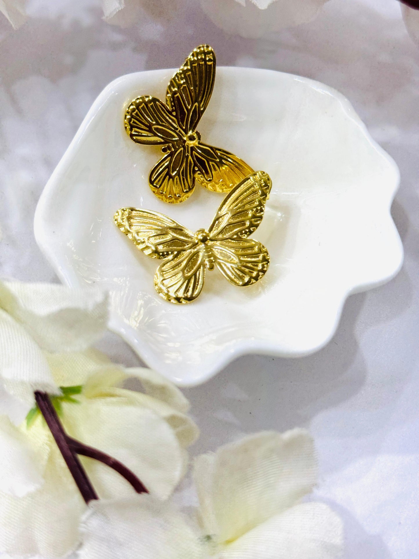 Golden Butterfly Stud