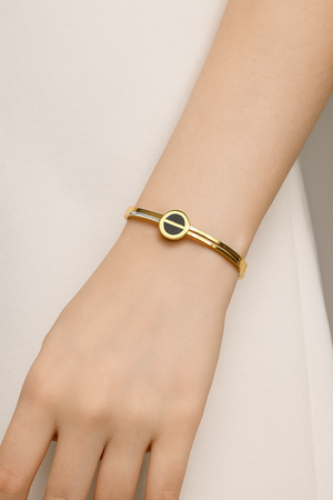 Circle Statement-Stainless Steel Zirconia Bracelet