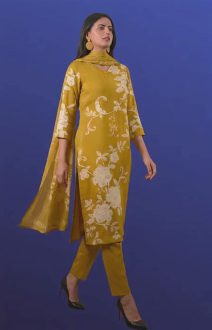 Elegant Mustard Yellow Straight Suit