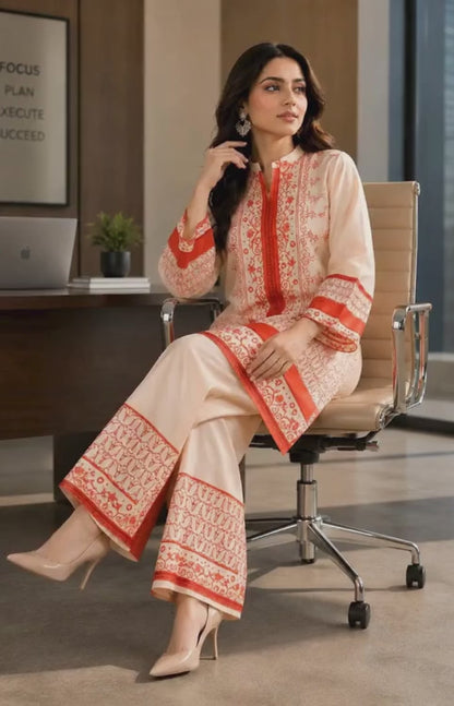 Orange Print Turkish Co-ord Set