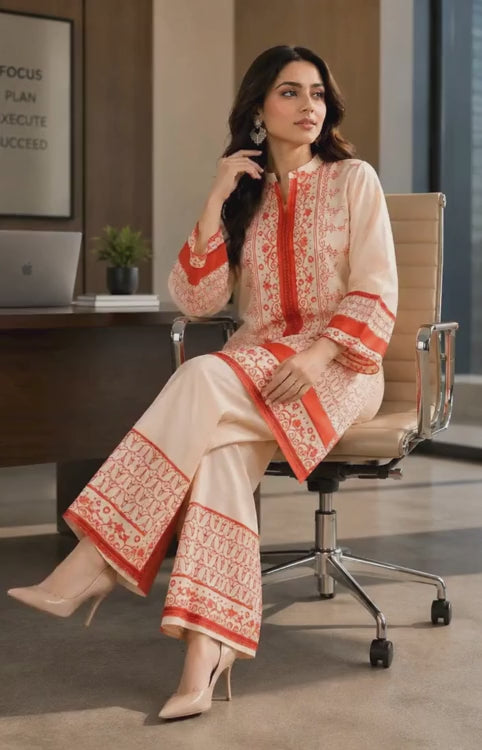 Orange Print Turkish Co-ord Set