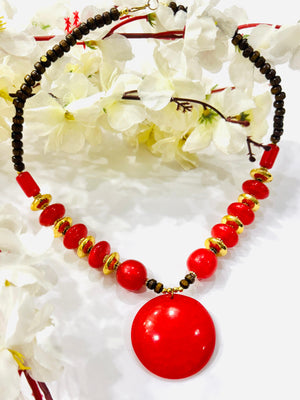 Red Chemical Beads Necklace