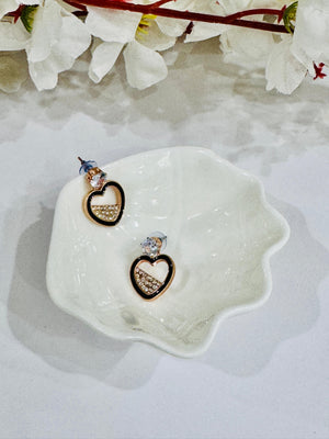 Rose Gold & Black Heart Earring