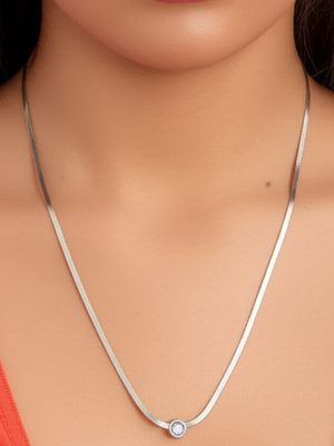 Stainless Steel Zircon Pendant Necklace