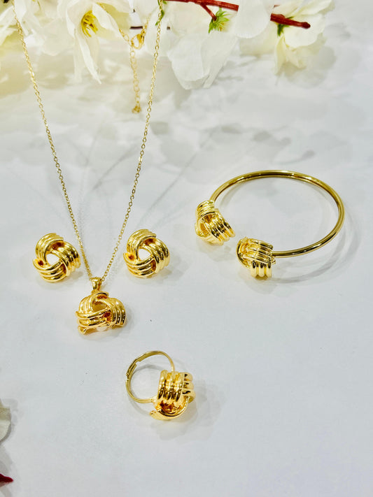 Eternal Knot Necklace Set With Bracelet & Ring