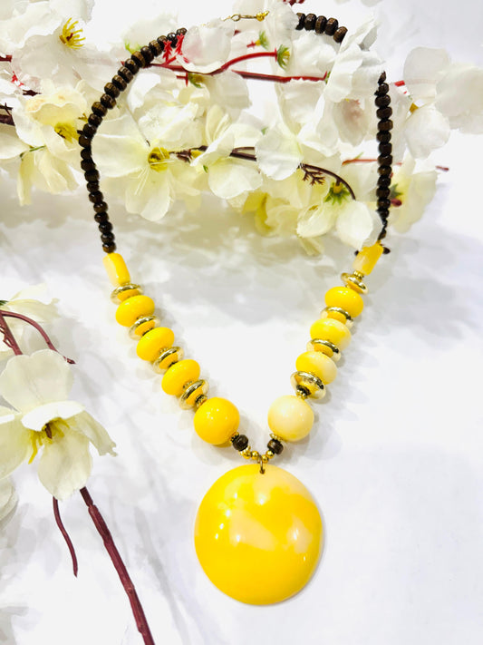 Yellow Chemical Beads Necklace